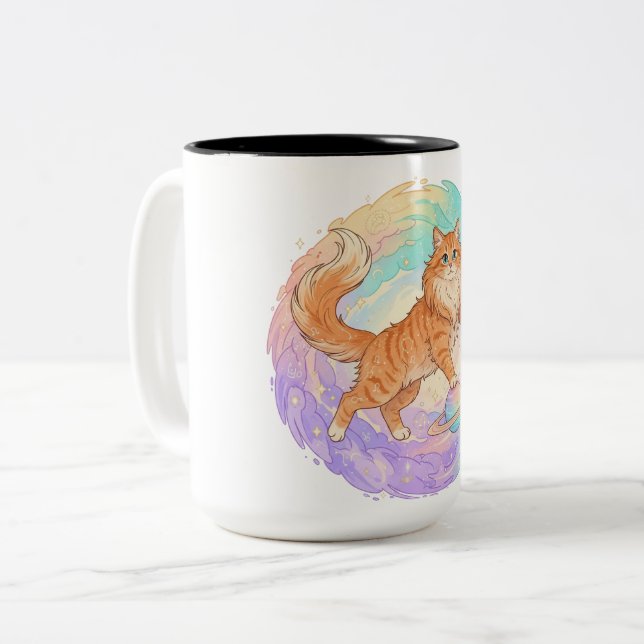 Taza Bicolor Leo Zodiac Cat Mug - Línea Astrológica Cósmica (Anverso izquierdo)
