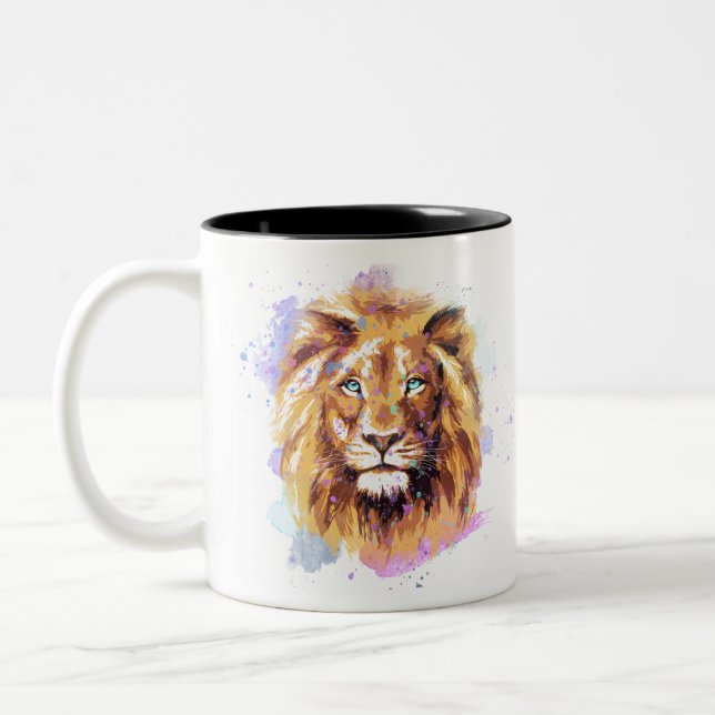 Taza Bicolor León acuarela (Izquierda)