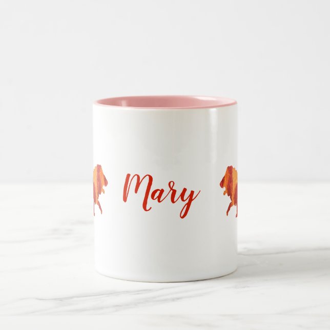 Taza Bicolor León de fuego personalizado (Centro)