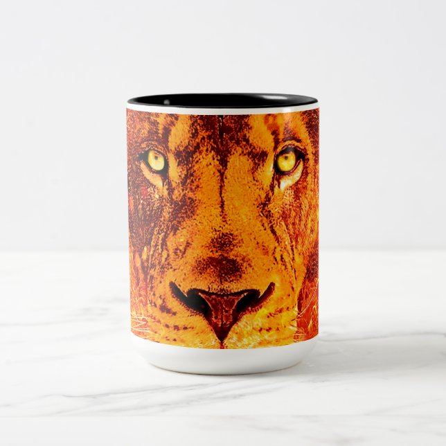 Taza Bicolor León en llamas (Centro)