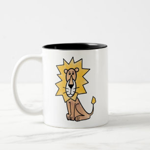 Taza Bicolor león lindo dibujos animados niños retro safari sel