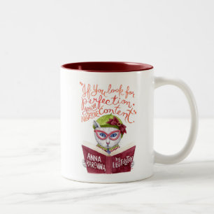 Taza Bicolor León motivacional Tolstoy Cita Watercolor Cat