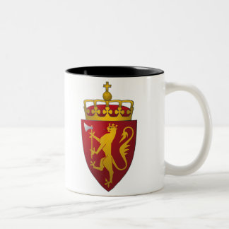 Taza Bicolor León noruego del escudo de armas en rojo y oro