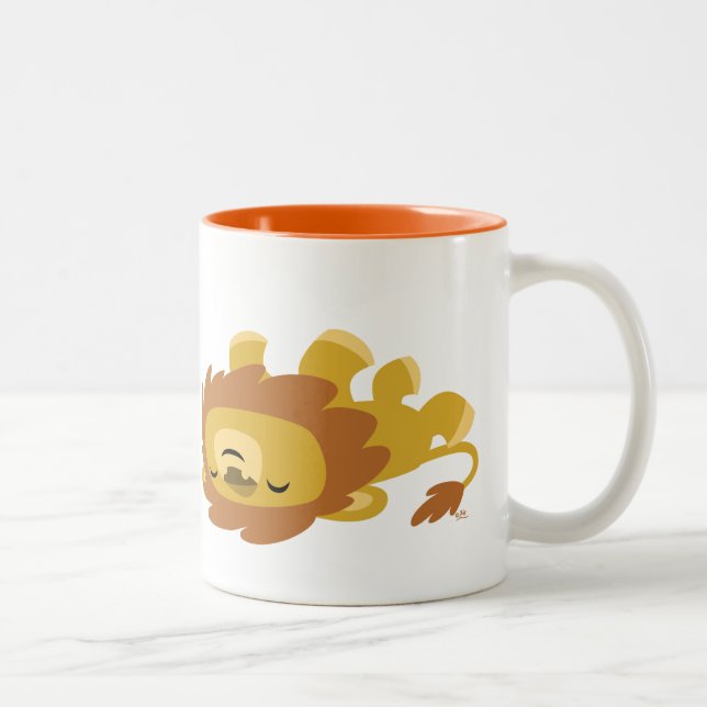 Taza Bicolor León Personalizado cute Lazy (Derecha)