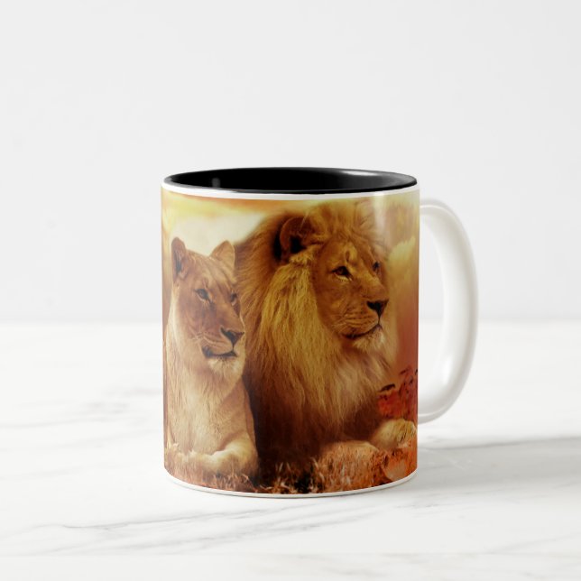 Taza Bicolor León y leona (Anverso derecho)