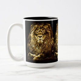 Taza Bicolor Leones de oro majestuosos