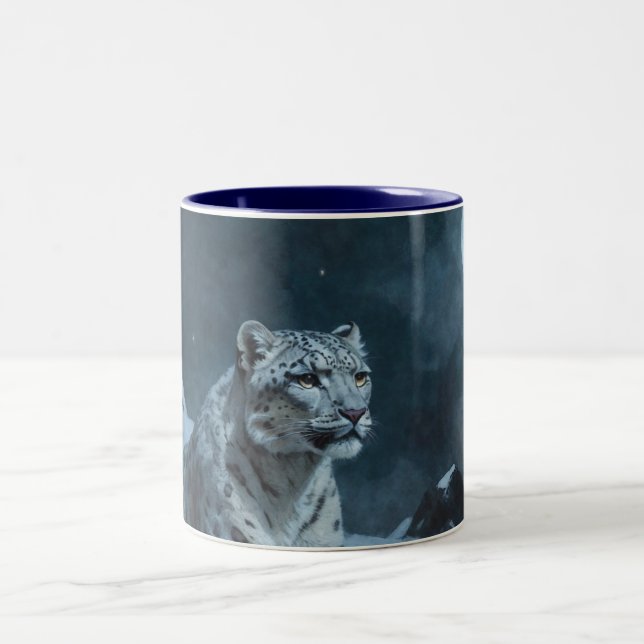 Taza Bicolor Leopardo de la nieve y luna llena (Centro)