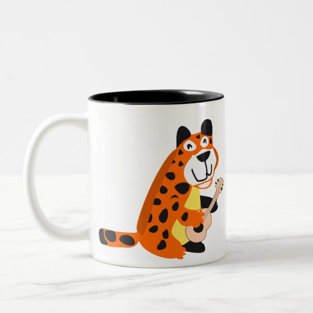 Taza Bicolor Leopardo tocando la guitarra (Izquierda)