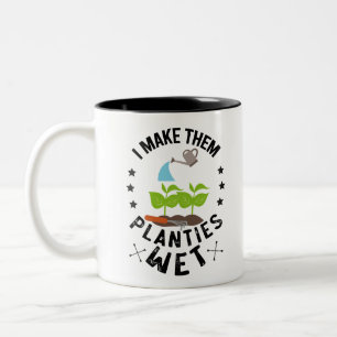 Taza Bicolor Les Hago a Los Planties Mojados Regalo de Jardiner