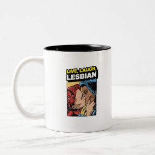 Taza Bicolor Lesbiana de la risa en vivo