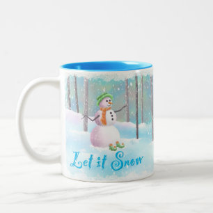 Taza Bicolor "Let it Snow" 11 oz Snowman Mug