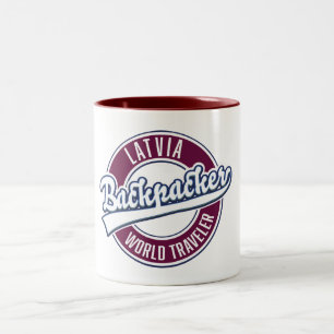 Taza Bicolor Letonia mochilero viajero del mundo