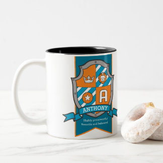 Taza Bicolor Letra Anthony Un nombre de naranja escudo signific