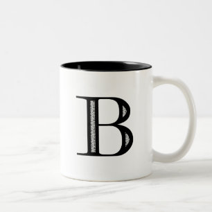 Taza Bicolor Letra B - negro del damasco