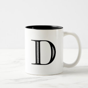 Taza Bicolor Letra D - negro del damasco