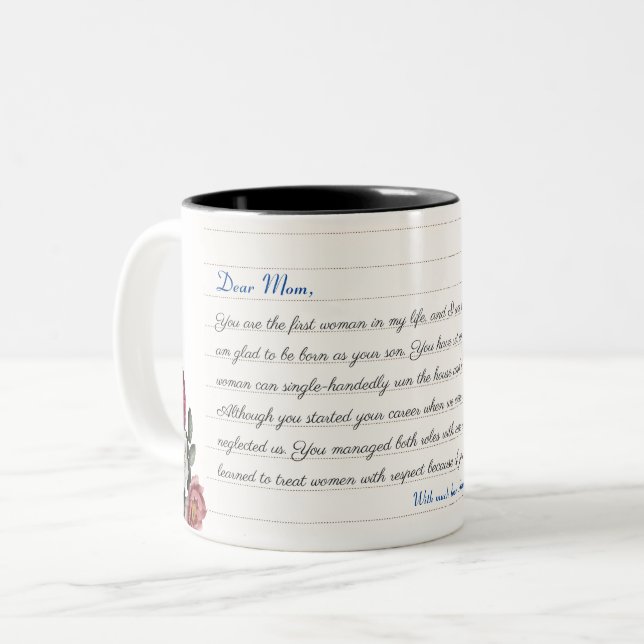 Taza Bicolor Letra de amor Personalizado personalizada manuscri (Anverso izquierdo)