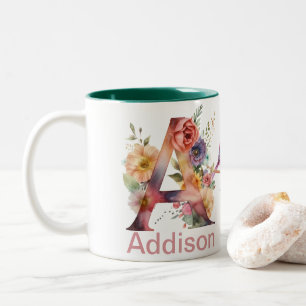 Taza Bicolor Letra de nombre personalizada a monograma   Diseño