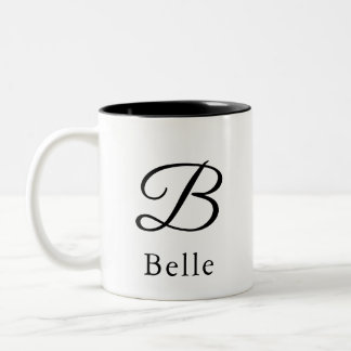 Taza Bicolor Letra inicial B simple monograma estilo moderno