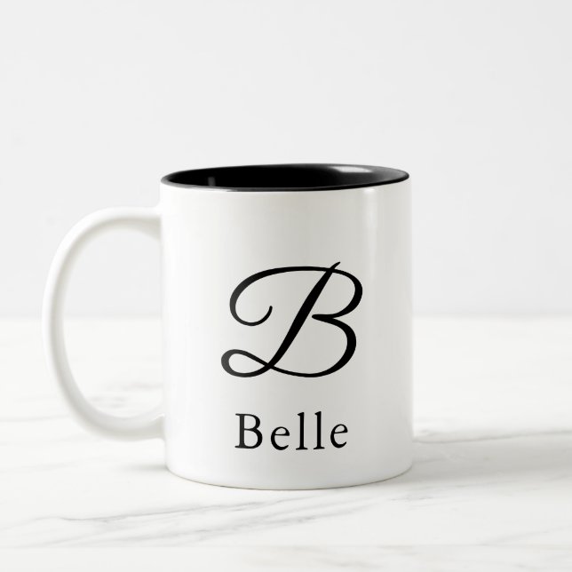 Taza Bicolor Letra inicial B simple monograma estilo moderno (Izquierda)