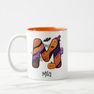 Taza Bicolor Letra Inicial de Monograma Personalizado de Hallow