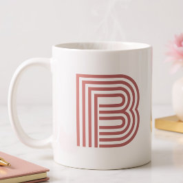 Taza Bicolor Letra Inicial de Monograma Simple Moderno Rosa Bei