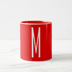 Taza Bicolor Letra inicial monograma estilo moderno rojo blanco