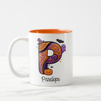 Taza Bicolor Letra Inicial P de Monograma Personalizado de Hall