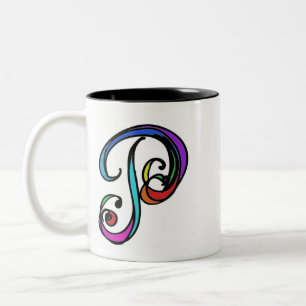 Taza Bicolor Letra inicial personalizada P Mug