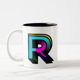 Taza Bicolor Letra inicial personalizada R Mug