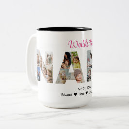 Taza Bicolor Letra nana Collage de fotos recorte imagen de la a