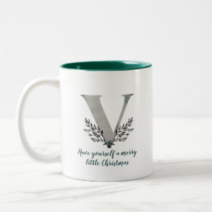 Taza Bicolor Letra navidad V alfabeto café tafetán