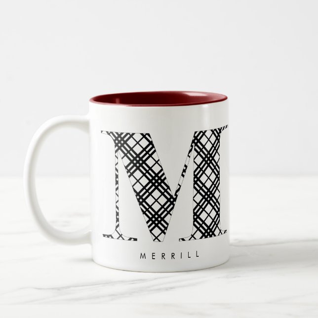 Taza Bicolor Letra negra y blanca cuadrada M (Izquierda)