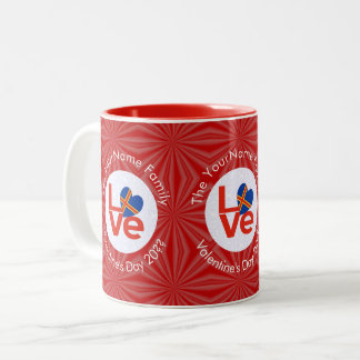 Taza Bicolor Letra roja de las islas Åland bandera de amor pers