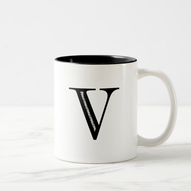 Taza Bicolor Letra V del damasco - negro (Derecha)