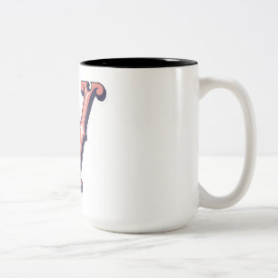 Taza Bicolor Letra "V" elegante bordada