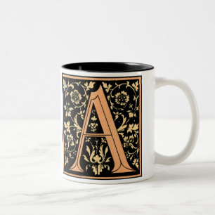Taza Bicolor Letra vintage negra y dorada 'A' - Mug