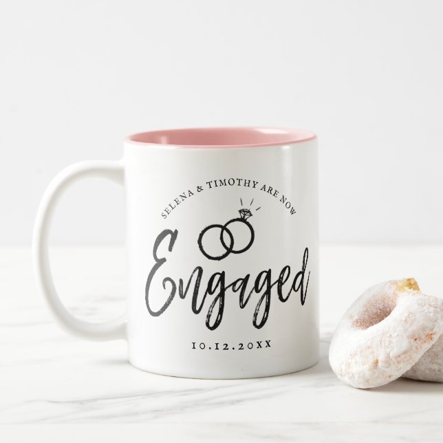 Taza Bicolor Letras de guiones de compromiso (Con donut)