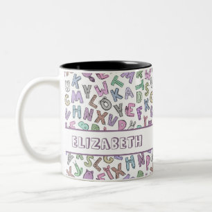 Taza Bicolor Letras del doodle caprichosas