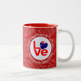 Taza Bicolor Letras rojas de la bandera australiana aman a la b