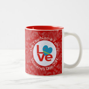 Taza Bicolor Letras rojas de la bandera de Aruba aman el blanco
