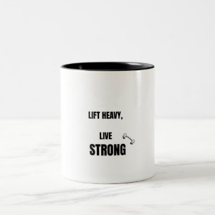 Taza Bicolor Levanta Pesado Vive Fuerte Motivación de Gimnasio