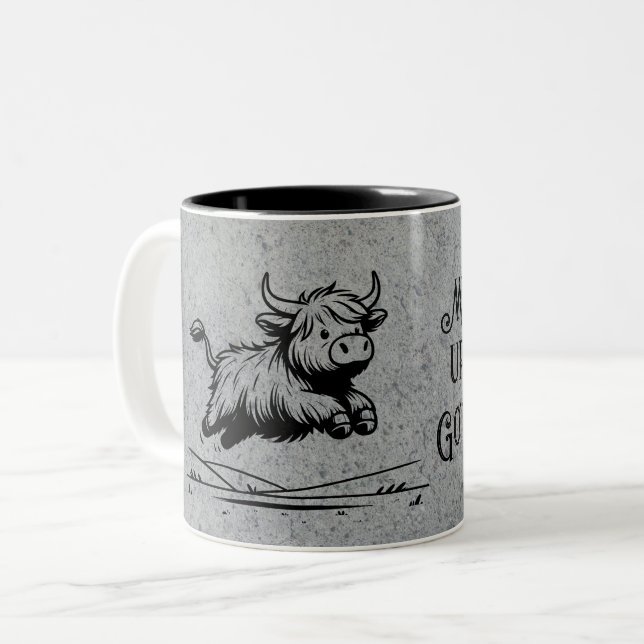 Taza Bicolor Levántate y ve vaca de montaña (Anverso izquierdo)