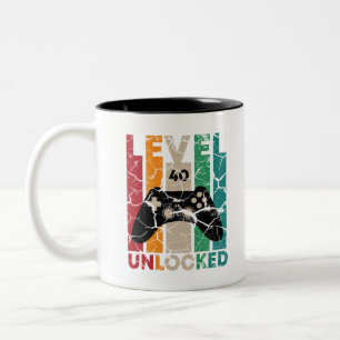 Taza Bicolor Level 40 Unlocked,40 Birthday Gift