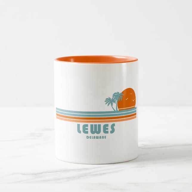Taza Bicolor Lewes Delaware Sun Palm Trees (Centro)
