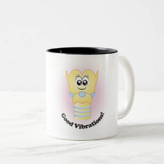 Taza Bicolor Lexie Larynx "¡Buenas vibraciones!"Café Mug