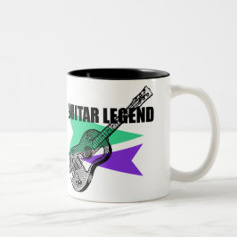 Taza Bicolor Leyenda de guitarra Ilustracion retro vintage Mug
