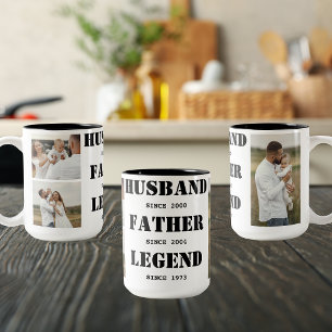 Taza Bicolor Leyenda del padre del marido 3 fotos Mug del día d