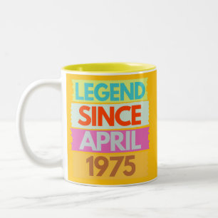 Taza Bicolor Leyenda desde abril de 1975 50º regalo de cumpleañ