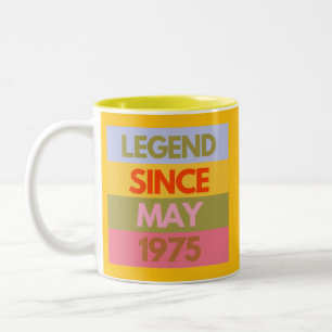 Taza Bicolor Leyenda desde mayo de 1975 50º regalo de cumpleaño