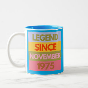 Taza Bicolor Leyenda desde NOVIEMBRE de 1975 50º cumpleaños 50 